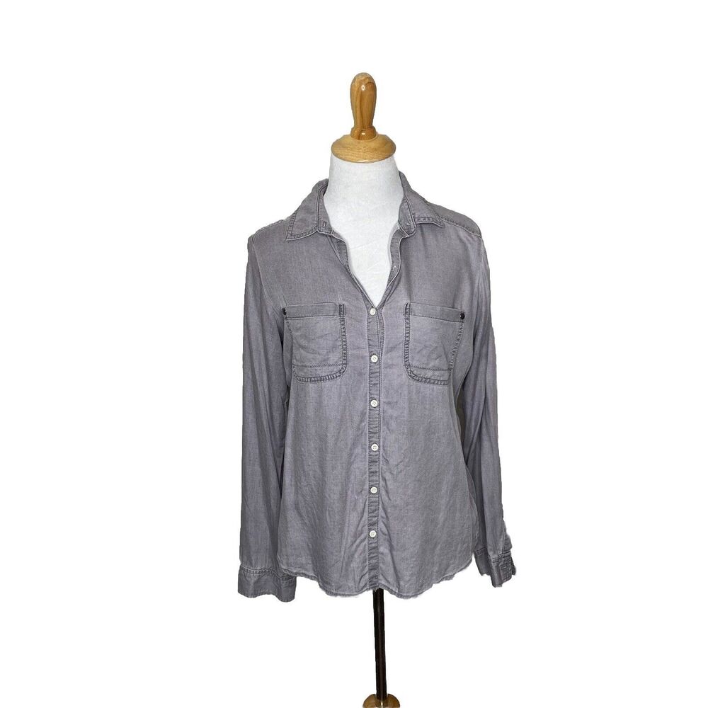 Rubbish Grey Gray Button Down Long Sleeve Shirt Size Small 100 % rayon